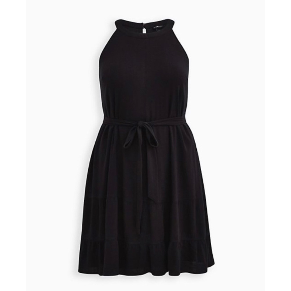 🆕 Black Woven Tiered Mini Dress 3X 22 24 NWT